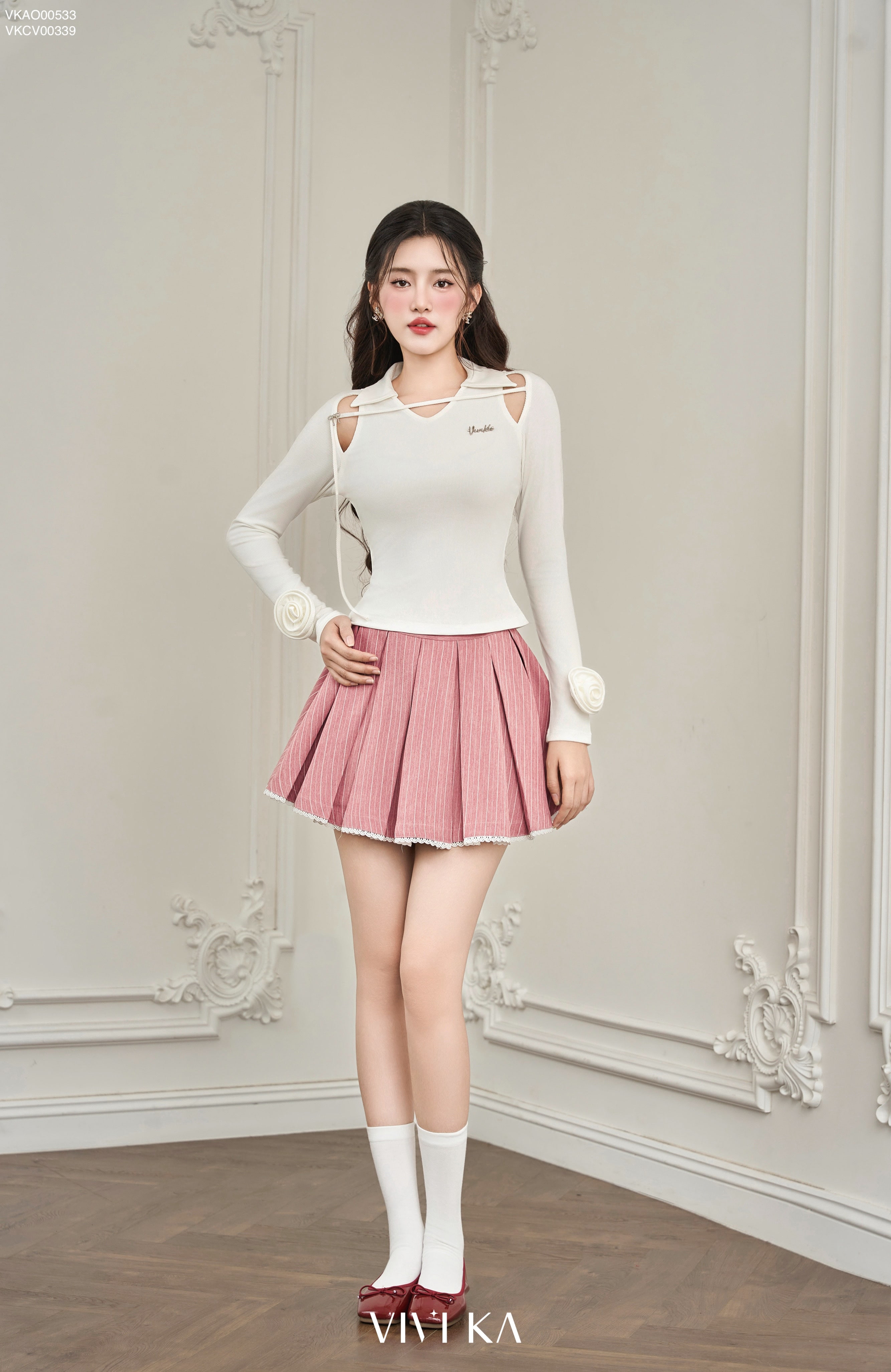 Chân váy Brenda xếp ly phối ren