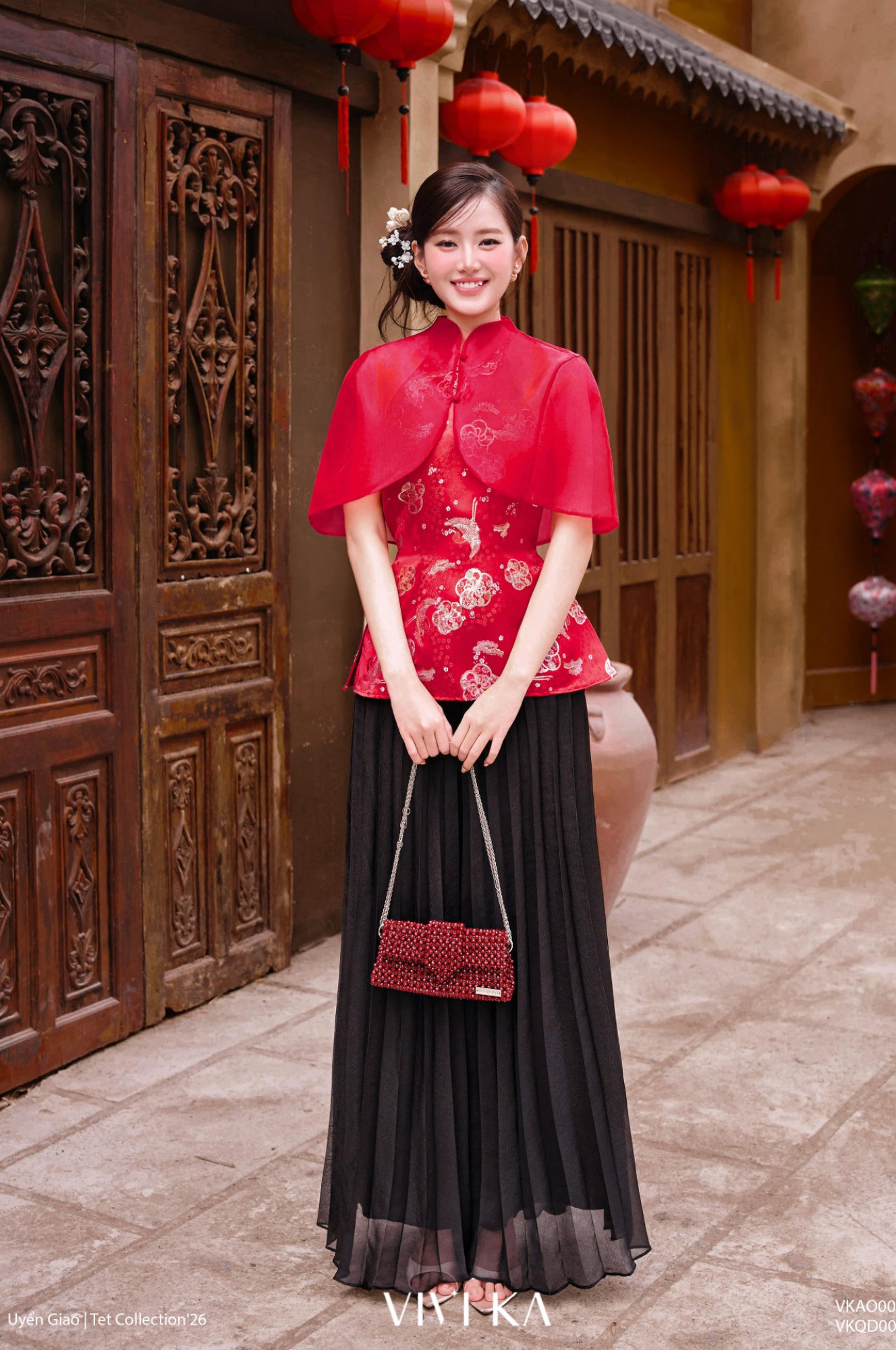 Áo Hàm Nguyệt cổ yếm phối áo khoác