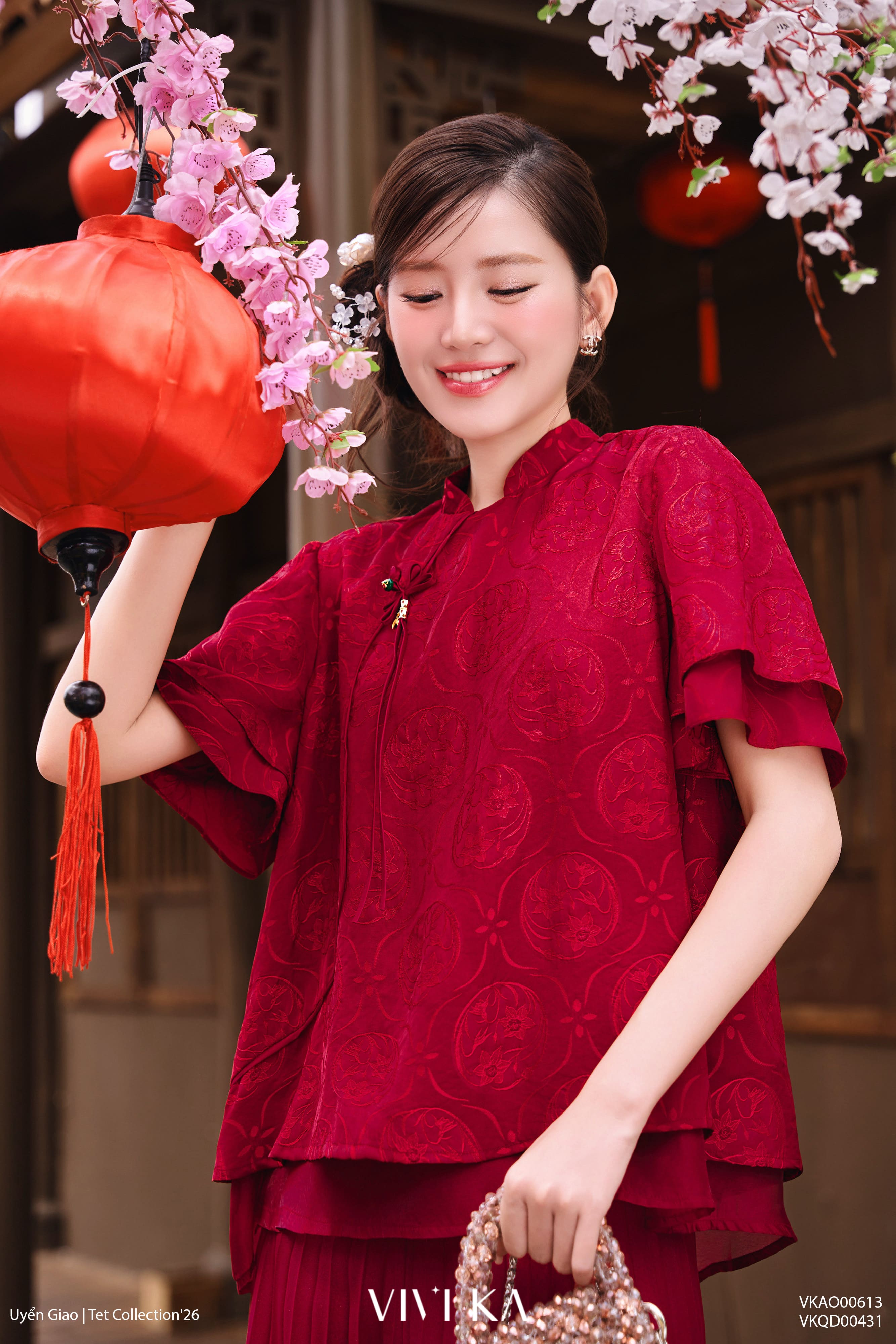 Áo Chu Diệu lụa tằm hoa thủy tiên phối tơ