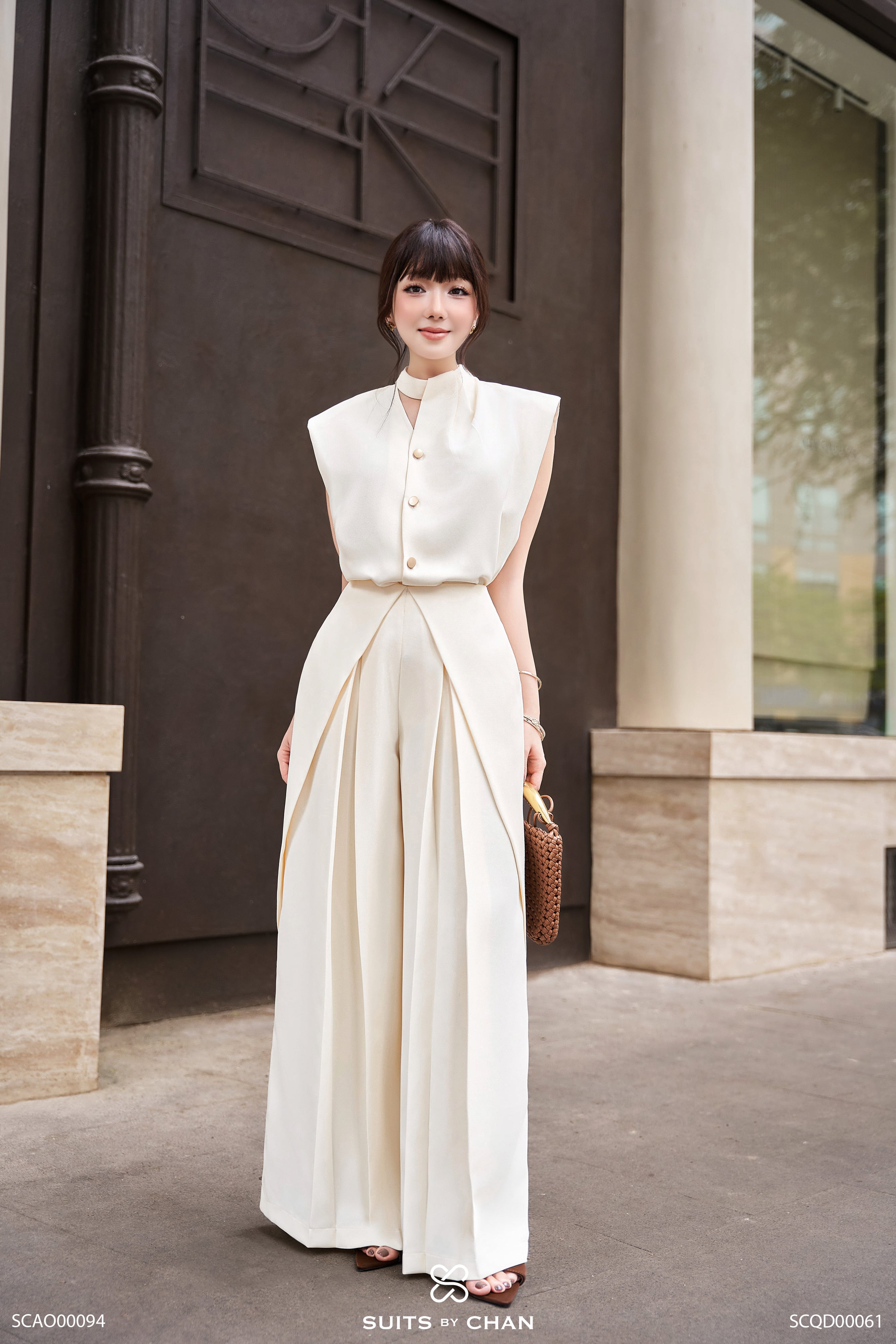 Quần Miranda ống rộng tà layer