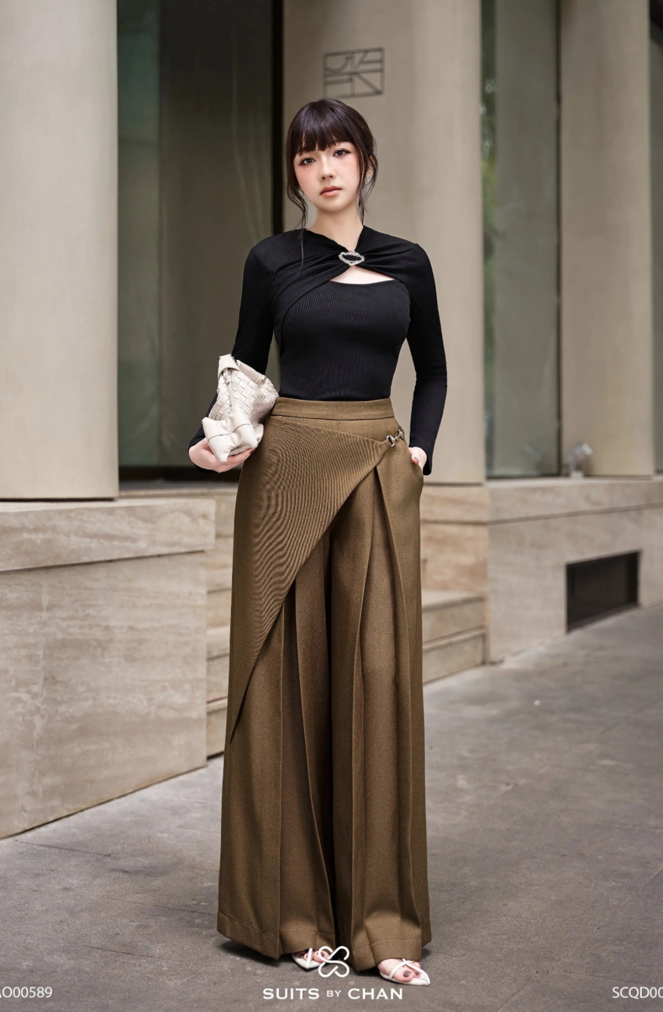 Quần dài Evarel vạt chéo phối khuy