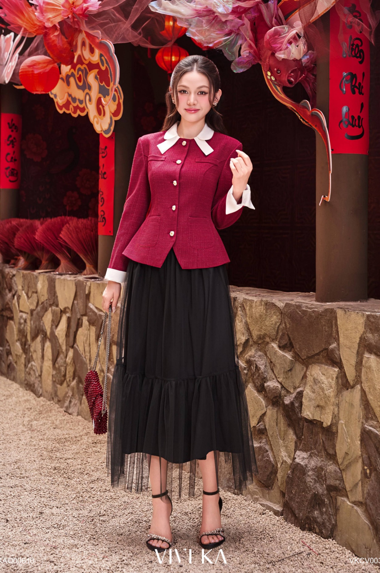 Chân váy Ariana phối ren lưới