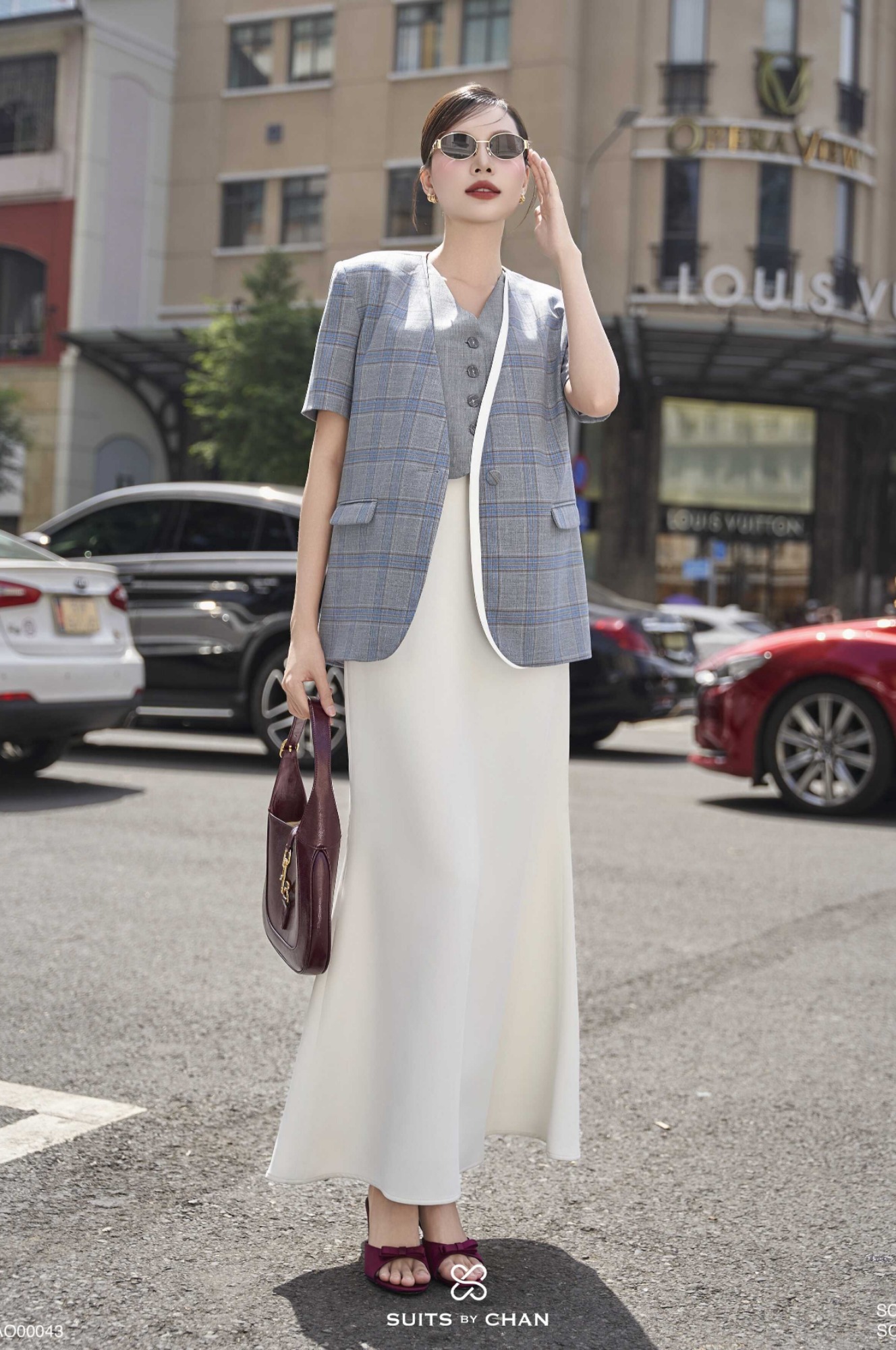 Áo vest Saya tay ngắn phối viền