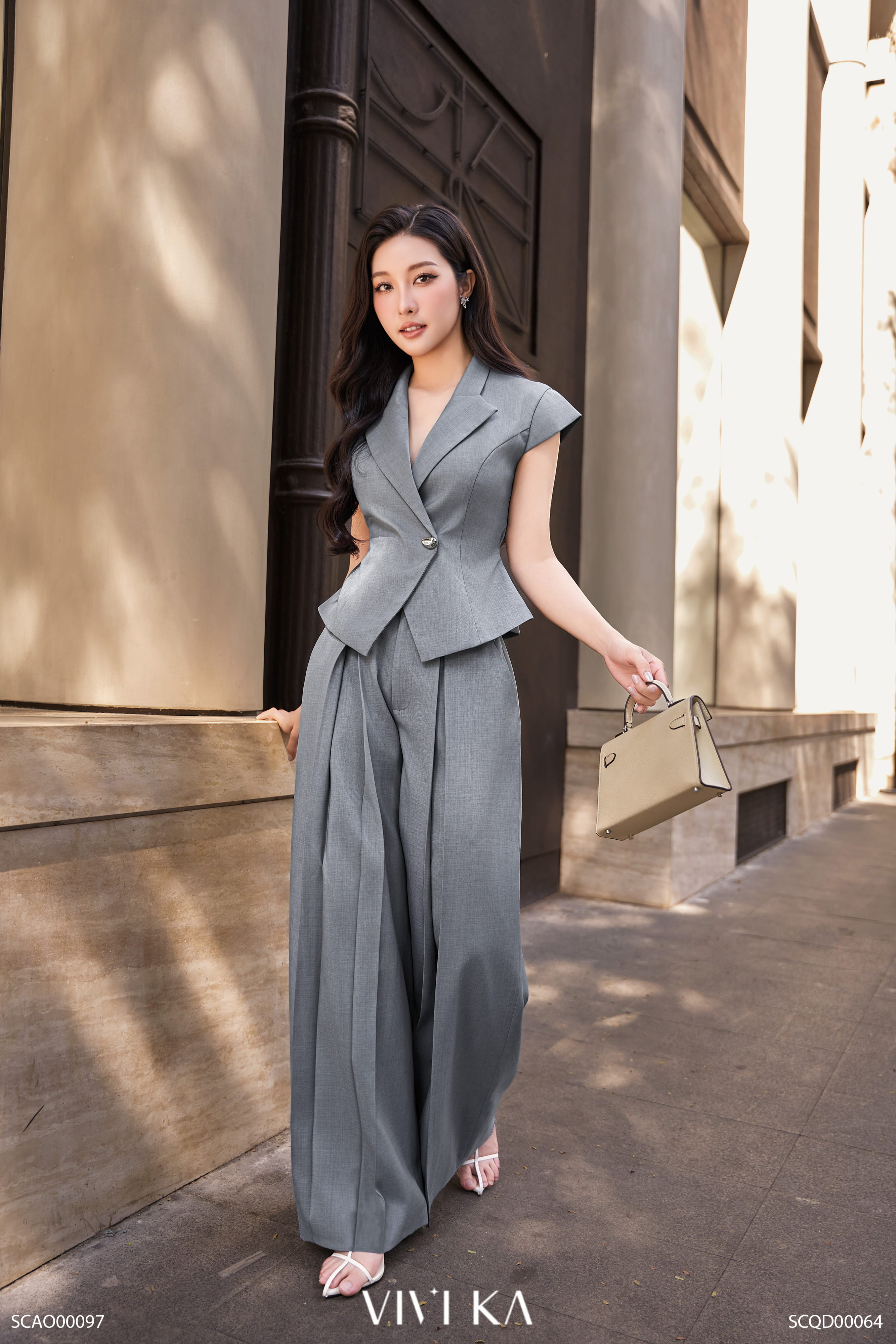 Áo Nerina cổ vest phối dây nơ