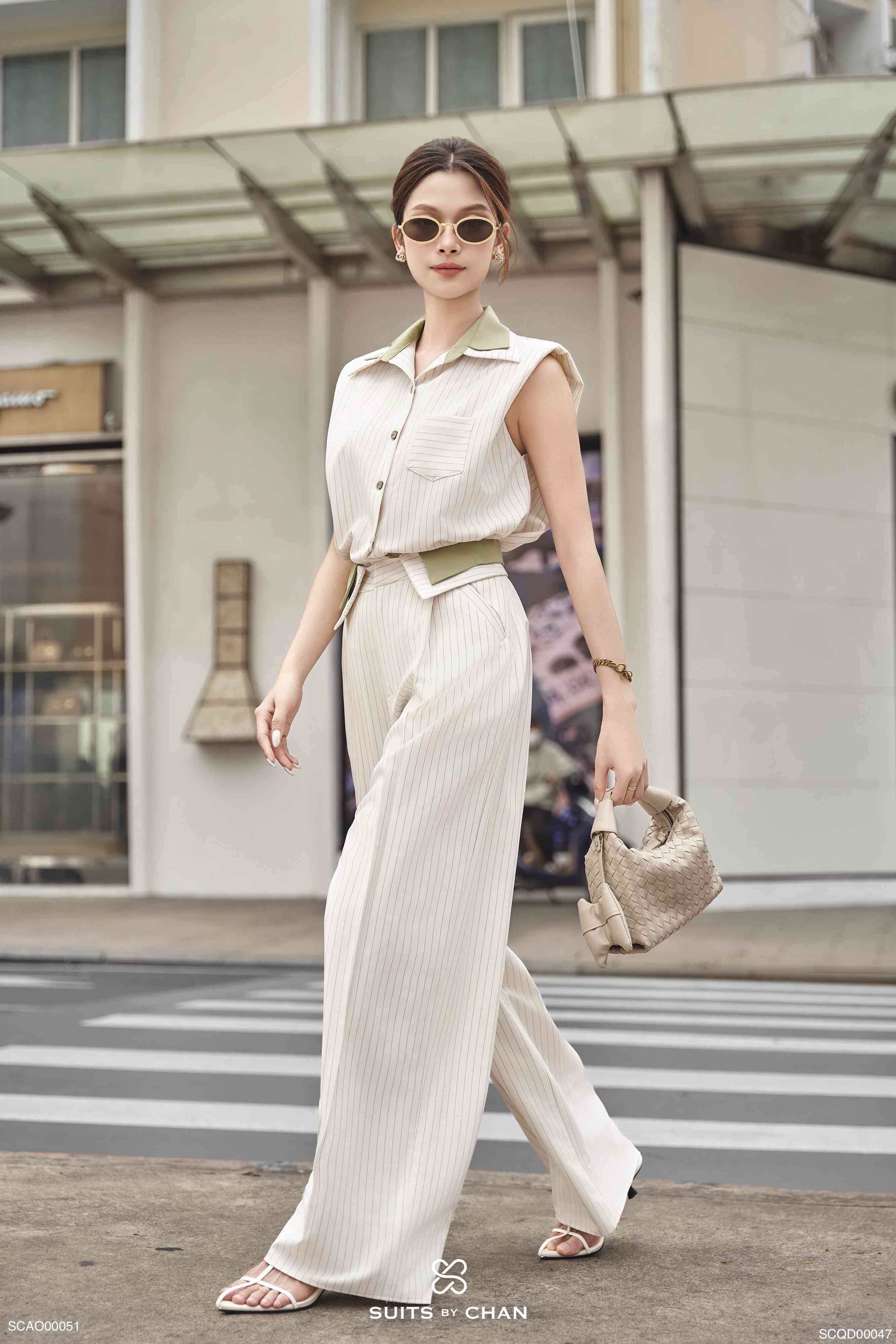 Áo Kaylin sơ mi phối lá cổ