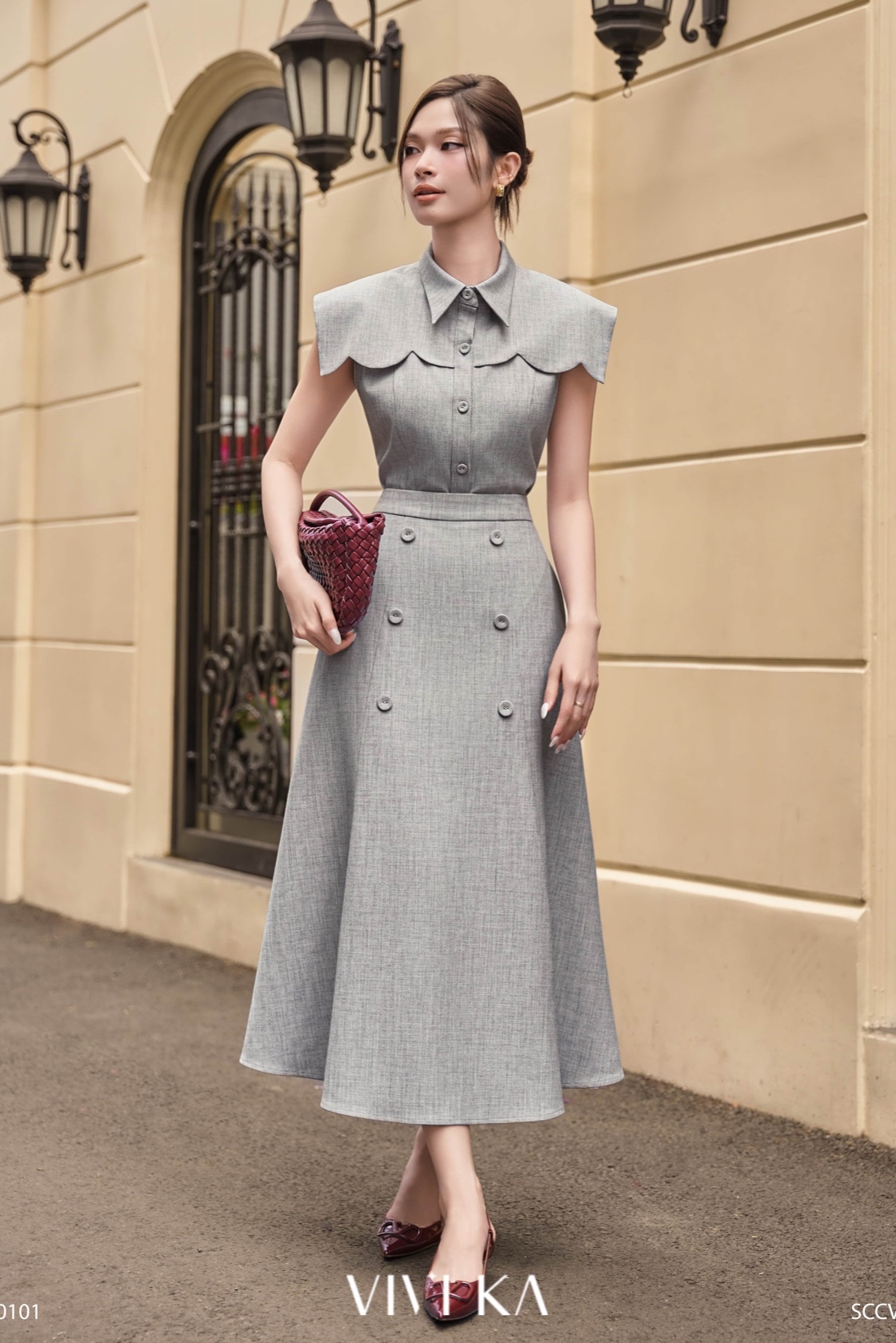 Chân váy Mela dáng suông phối nút