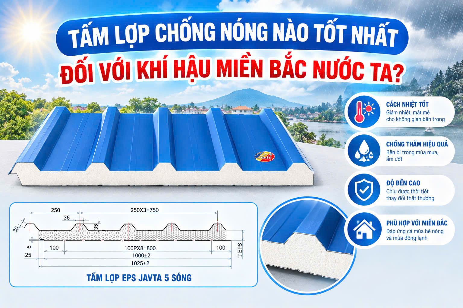 TẤM LỢP CHỐNG NÓNG NÀO TỐT NHẤT ĐỐI VỚI KHÍ HẬU MIỀN BẮC NƯỚC TA?