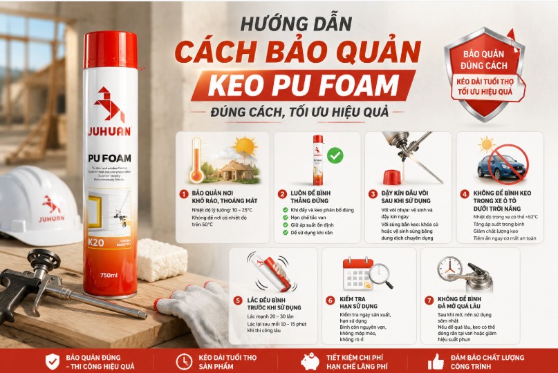 HƯỚNG DẪN CÁCH BẢO QUẢN KEO PU FOAM ĐÚNG CÁCH, TỐI ƯU HIỆU QUẢ