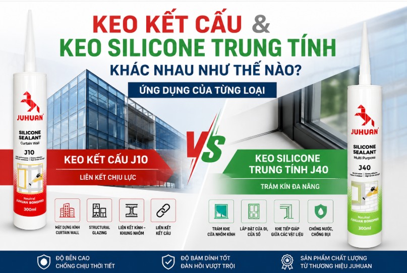 KEO KẾT CẤU VÀ KEO SILICONE TRUNG TÍNH KHÁC NHAU NHƯ THẾ NÀO? ỨNG DỤNG CỦA TỪNG LOẠI