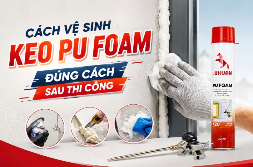 CÁCH VỆ SINH KEO PU FOAM ĐÚNG CÁCH SAU THI CÔNG