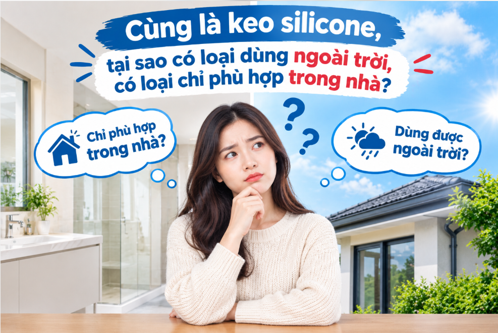 CÙNG LÀ KEO SILICONE, TẠI SAO CÓ LOẠI DÙNG NGOÀI TRỜI, CÓ LOẠI CHỈ PHÙ HỢP TRONG NHÀ?