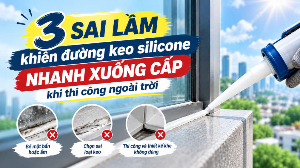 3 SAI LẦM KHIẾN ĐƯỜNG KEO SILICONE NHANH XUỐNG CẤP KHI THI CÔNG NGOÀI TRỜI