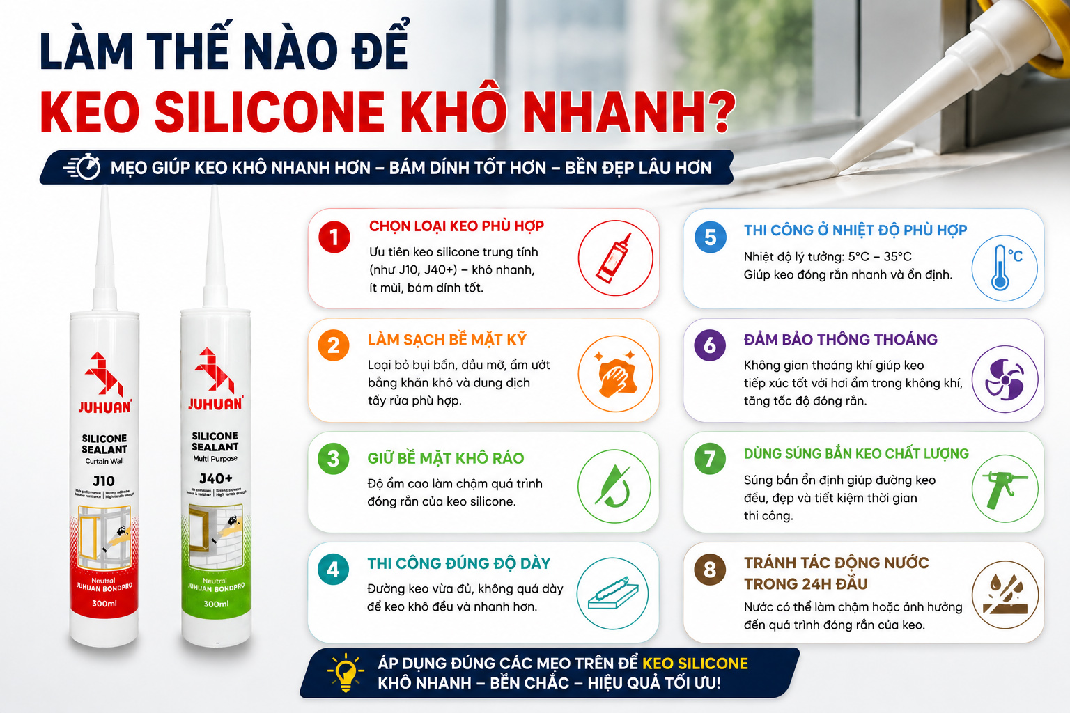 LÀM THẾ NÀO ĐỂ KEO SILICONE KHÔ NHANH? 5 MẸO XỬ LÝ HIỆU QUẢ NHẤT
