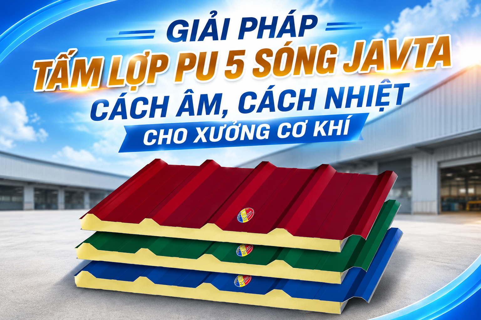 GIẢI PHÁP TẤM LỢP PU 5 SÓNG JAVTA CÁCH ÂM, CÁCH NHIỆT CHO XƯỞNG CƠ KHÍ