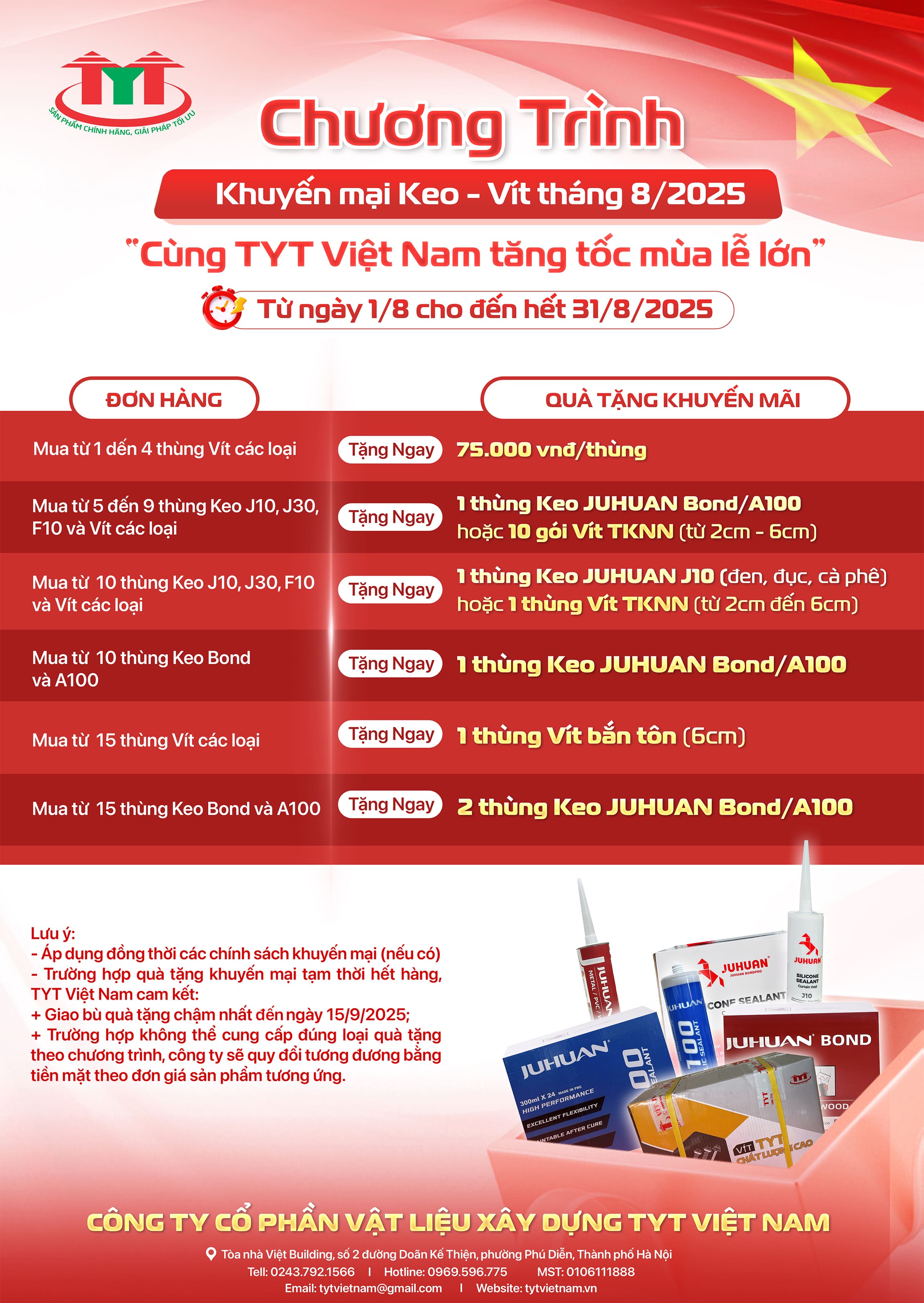 Tăng Tốc Mùa Lễ Lớn Cùng Chương Trình Khuyến Mại Keo - Vít Tháng 8/2025