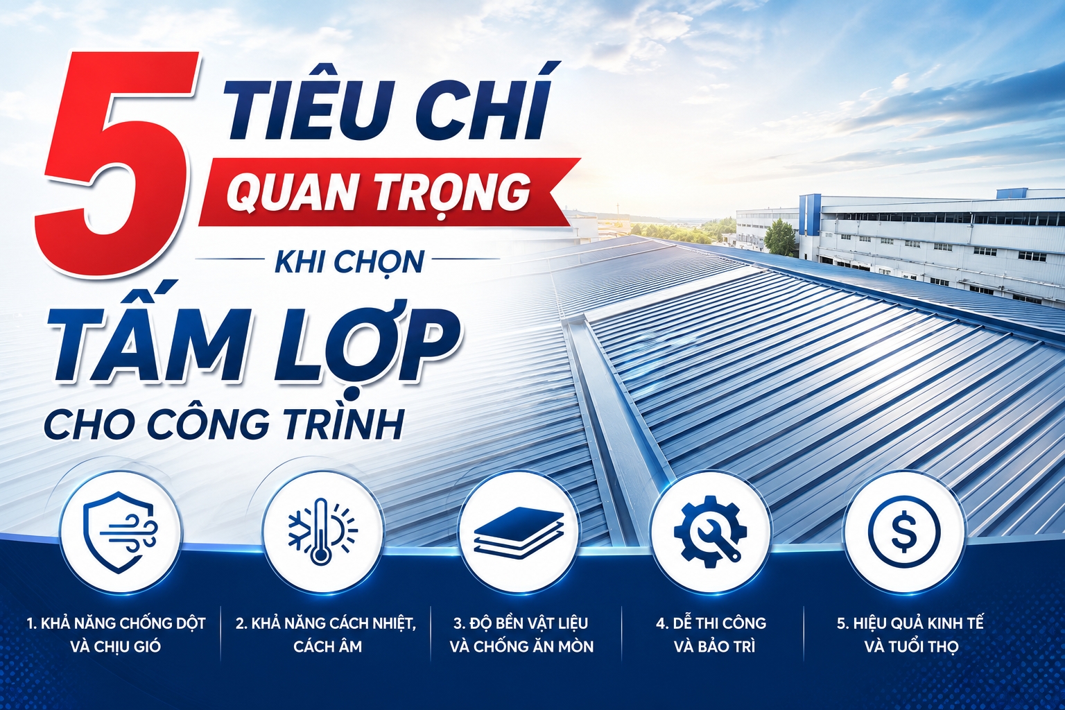 5 TIÊU CHÍ QUAN TRỌNG KHI LỰA CHỌN TẤM LỢP CHO CÔNG TRÌNH