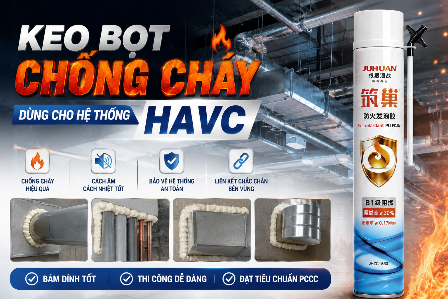 KEO BỌT CHỐNG CHÁY DÙNG CHO HỆ THỐNG HVAC