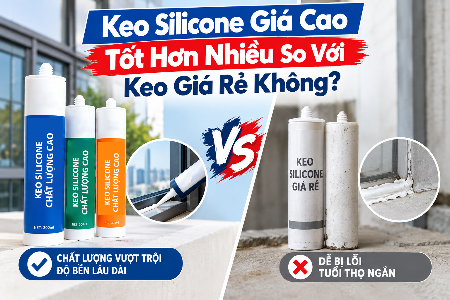 KEO SILICONE GIÁ CAO CÓ TỐT HƠN NHIỀU SO VỚI KEO GIÁ RẺ KHÔNG?
