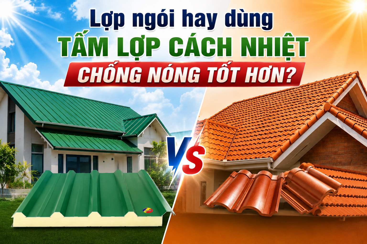 LỢP NGÓI HAY DÙNG TẤM LỢP CÁCH NHIỆT CHỐNG NÓNG TỐT HƠN?