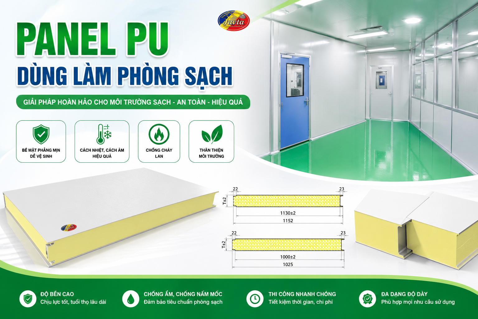 PANEL PU DÙNG LÀM PHÒNG SẠCH