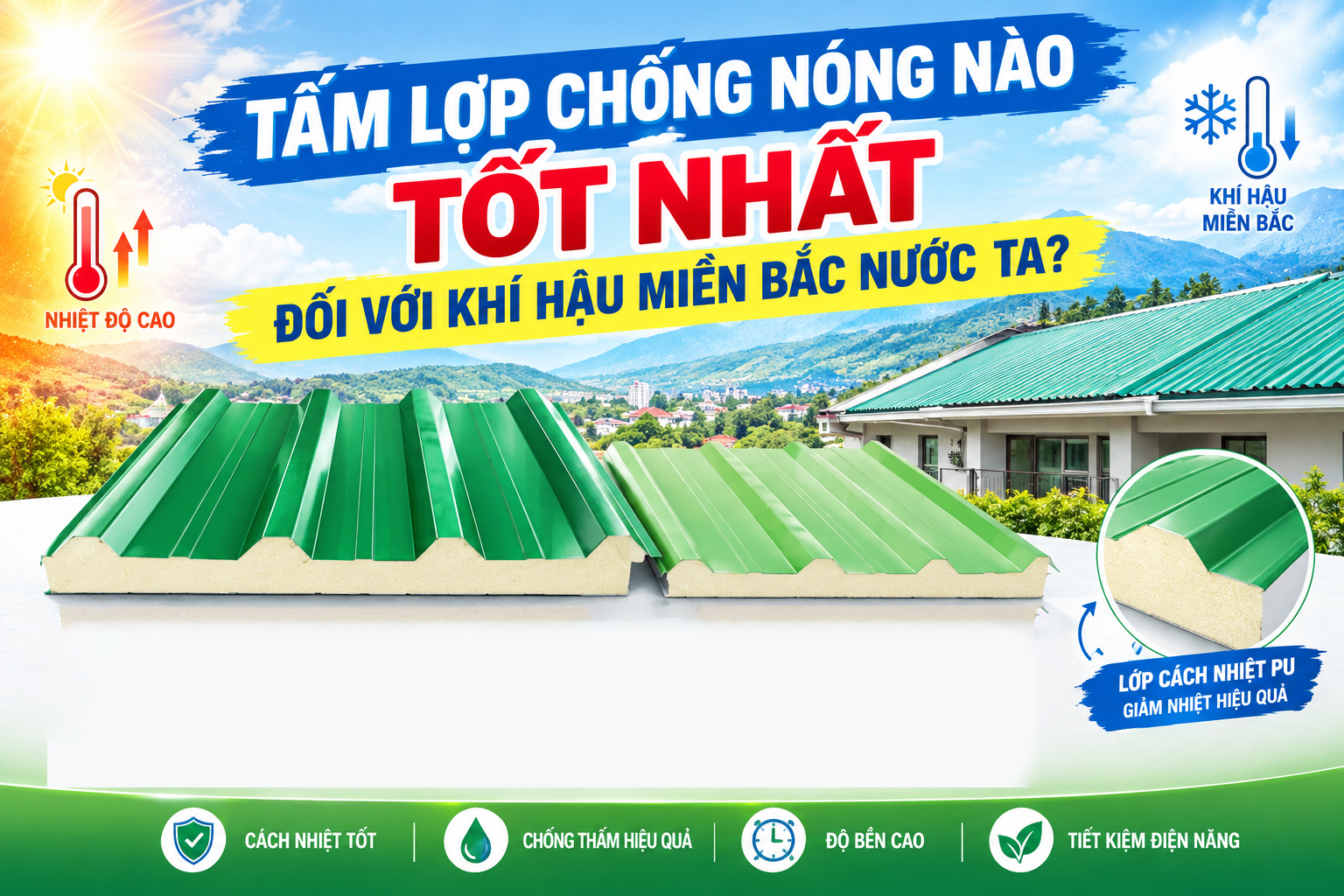 TẤM LỢP CHỐNG NÓNG NÀO TỐT NHẤT ĐỐI VỚI KHÍ HẬU MIỀN BẮC NƯỚC TA?