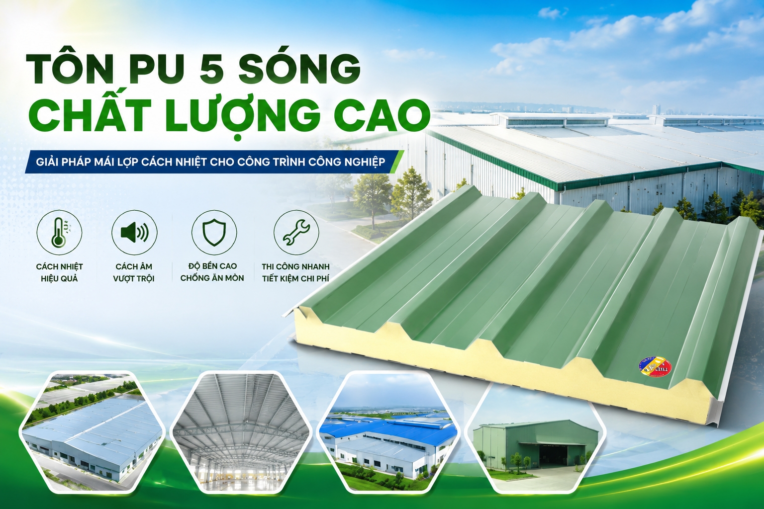 TÔN PU 5 SÓNG CHẤT LƯỢNG CAO