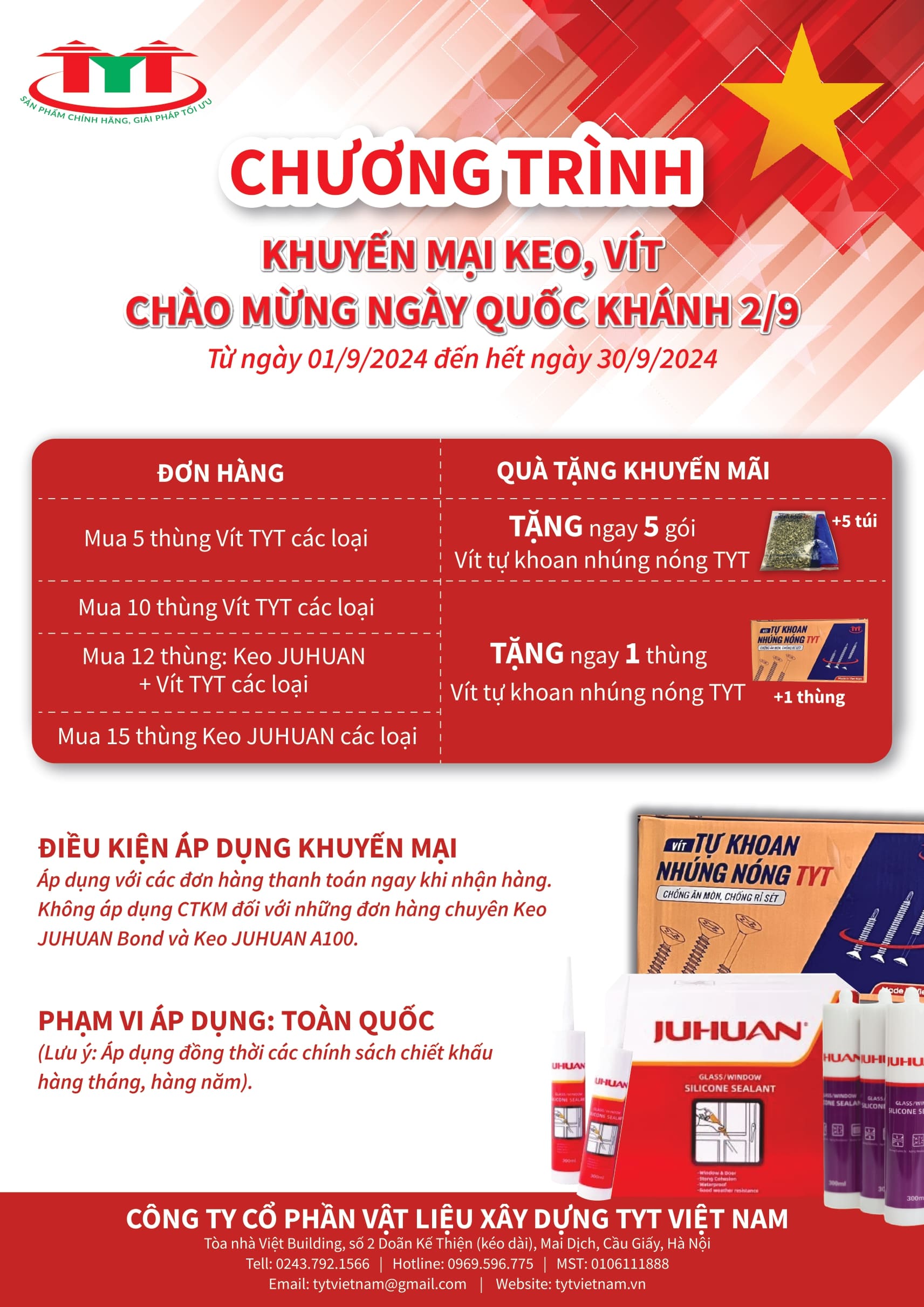 Chương trình khuyến mại Keo Vít chào mừng ngày Quốc khánh 2/9