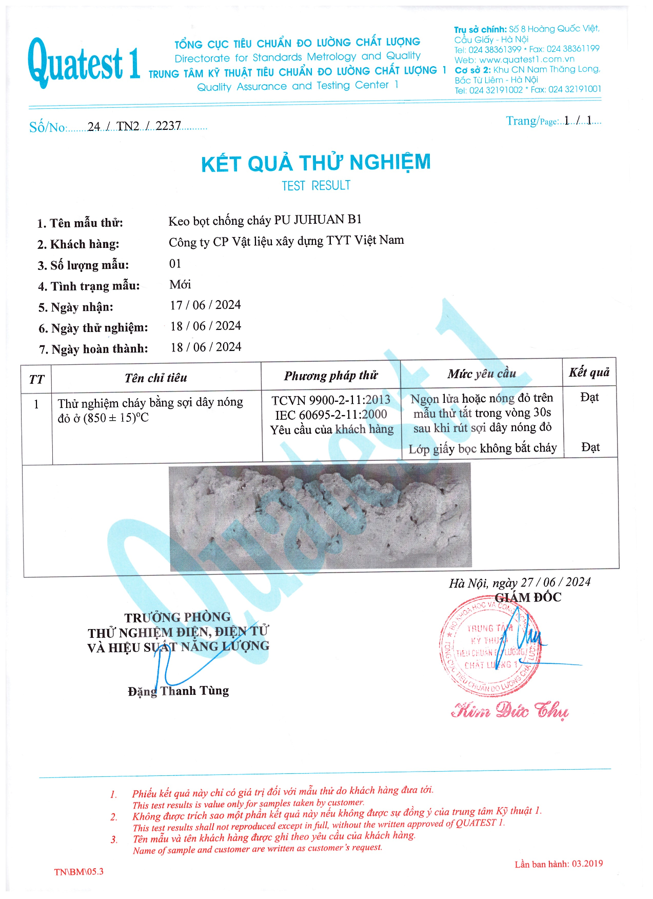 KEO BỌT CHỐNG CHÁY JUHUAN B1