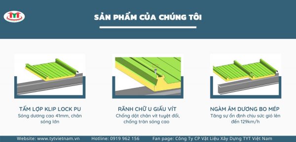 TẤM LỢP KLIPLOCK PU JAVTA 2 SÓNG