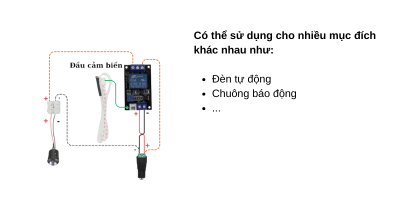 Bộ lắp ráp mạch điện điều khiển sử dụng mô đun cảm biến ánh sáng