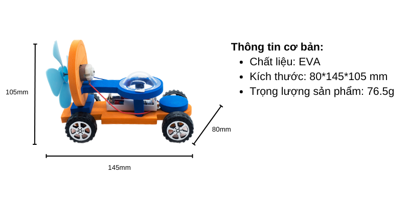 Mô hình xe chạy bằng động cơ quạt gió giáo dục STEM