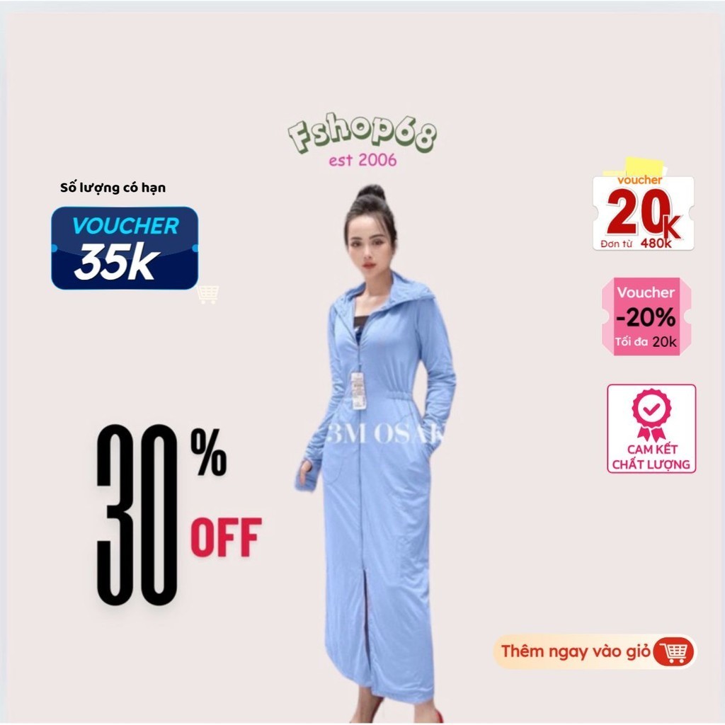 Váy chống nắng nữ toàn thân 2 lớp 3M Osaka chính hãng AWM8  Chất Aircool dễ chịu chống tia UPF 50++, sợi làm mát