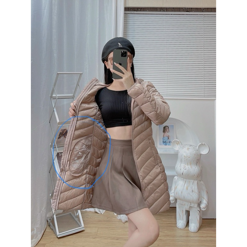 Áo Khoác Nữ Dáng Dài Chất Liệu Lông Vũ Siêu Nhẹ Siêu Ấm Tay Dài Bo Cổ Cao APH10 - FShop68