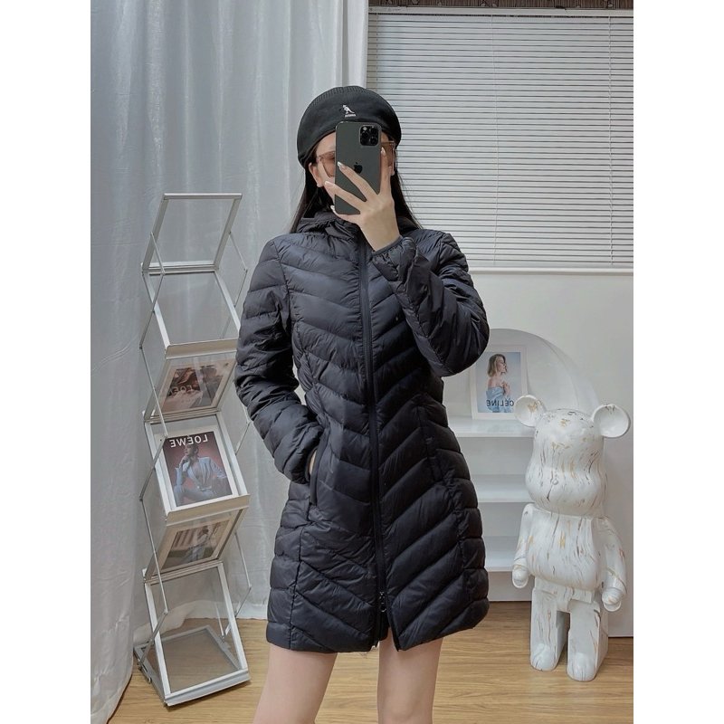 Áo Khoác Nữ Dáng Dài Chất Liệu Lông Vũ Siêu Nhẹ Siêu Ấm Tay Dài Bo Cổ Cao APH10 - FShop68