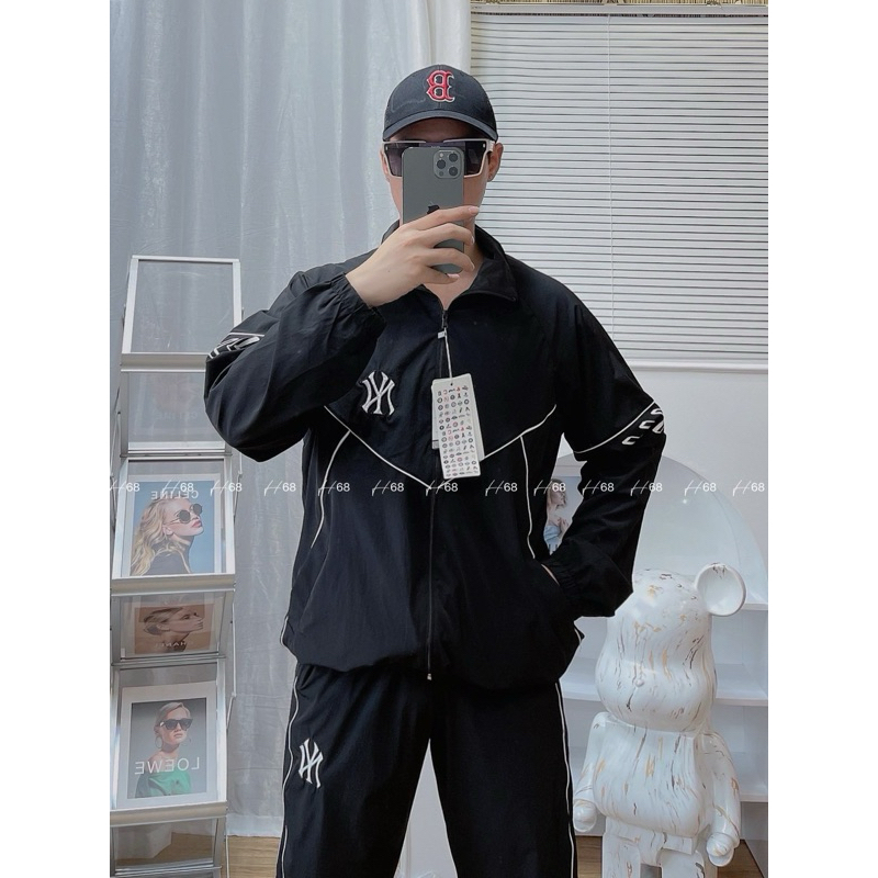 Bộ quần áo gió thể thao nam MLB BGMM1 chất gió co giãn, mềm mại, không sột soạt 50-87kg , túi quần có khóa, set thu đông