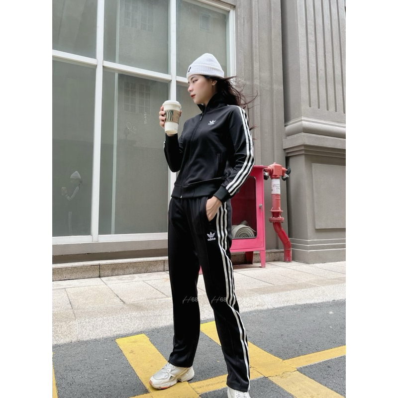 Đồ bộ Thể thao Nữ Adidas BTWM9  chất umi quần ống xuông, Cổ bẻ 3 sọc không xù chất thoải mái dễ chịu, set thu đông vnxk