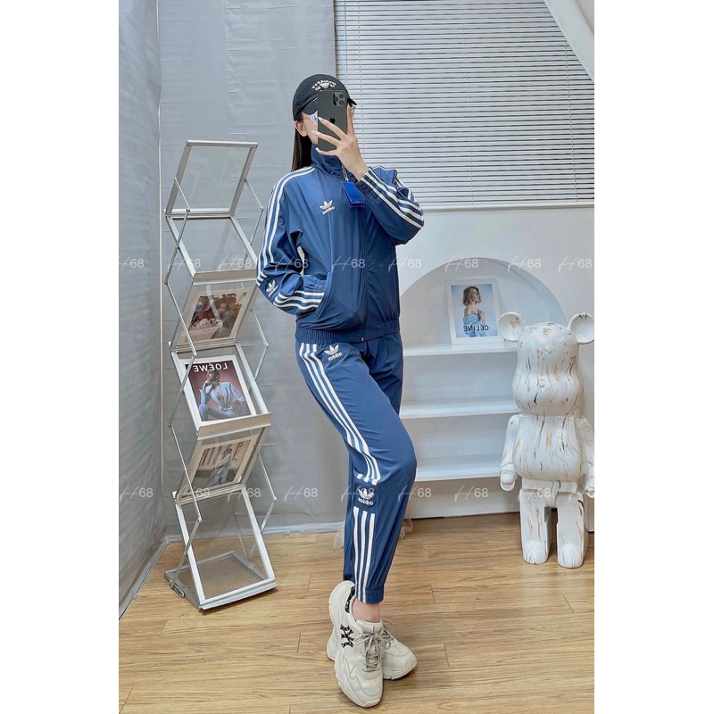 Set thể thao nữ Adidas chất gió co giãn, áo 2 lớp lót lưới, túi quần áo có khoá, set thu đông vnxk BGWM2