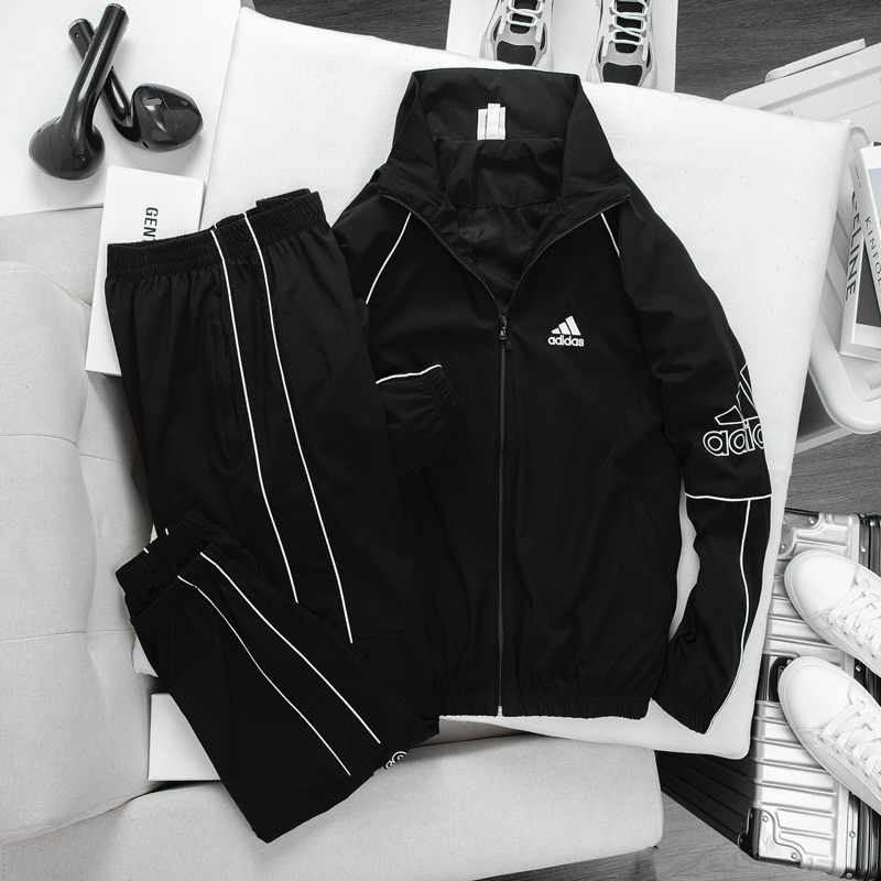 Bộ quần áo thể thao nam nữ Adidas đôi M10 Chất Gió cao cấp co giãn,túi quần áo có khóa, áo 2 lớp lót lưới, set thu đông