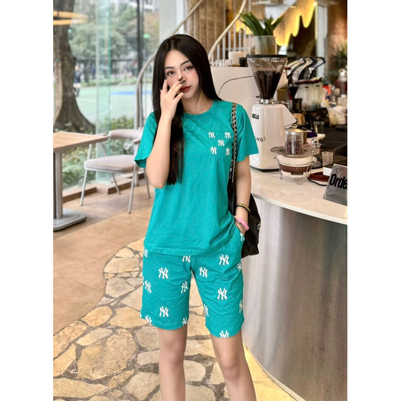 Bộ đồ lửng nữ MLB, form chuẩn, quần rộng cotton 100% co giãn 4 chiều, siêu thoáng mát mềm mịn BLWM2 a03