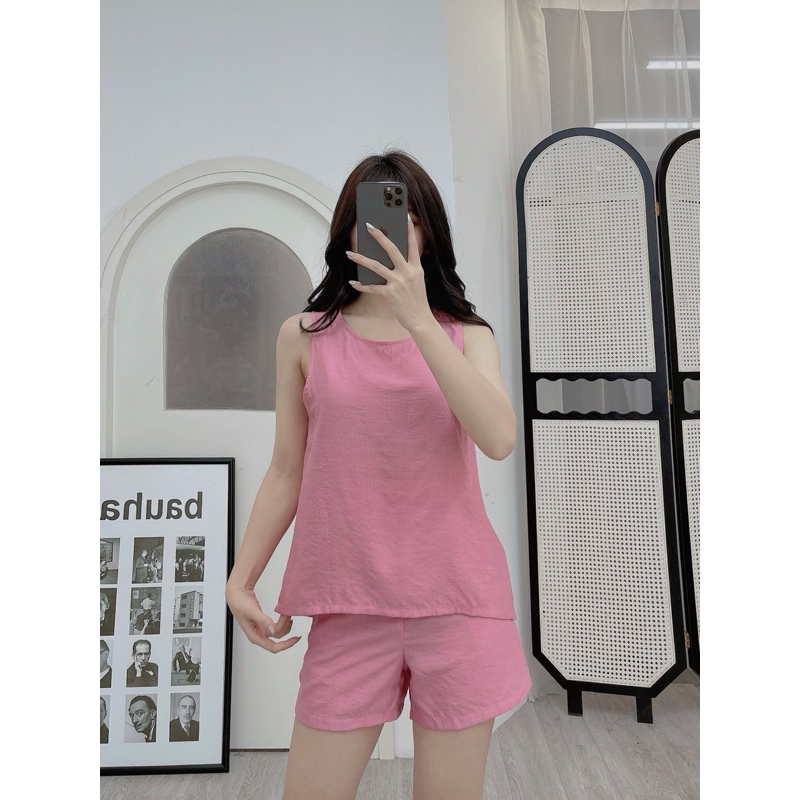 Bộ đũi sơ mi sóc hè Mialuci, ,có thể tách áo mặc đi làm giá quá hời ạ, chất đũi mát, ít nhăn HÀNG CHÍNH HÃNG DW2