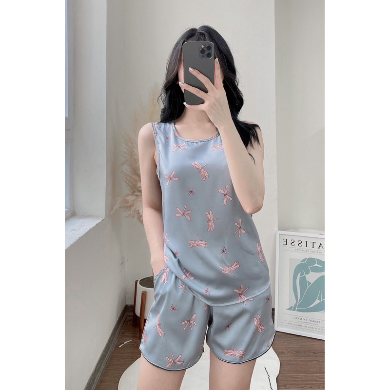 Bộ pijama nữ MIALUCI Chính hãng bpwm9 sát nách, siêu mát , chất lụa tơ mềm , mát, nhẹ, không nhăn, cao cấp