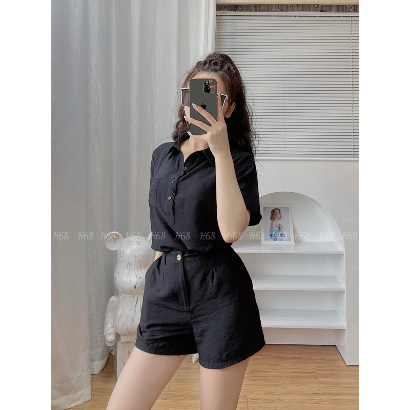 Bộ đũi sơ mi sóc hè Mialuci, ,có thể tách áo mặc đi làm giá quá hời ạ, chất đũi mát, ít nhăn HÀNG CHÍNH HÃNG DW2