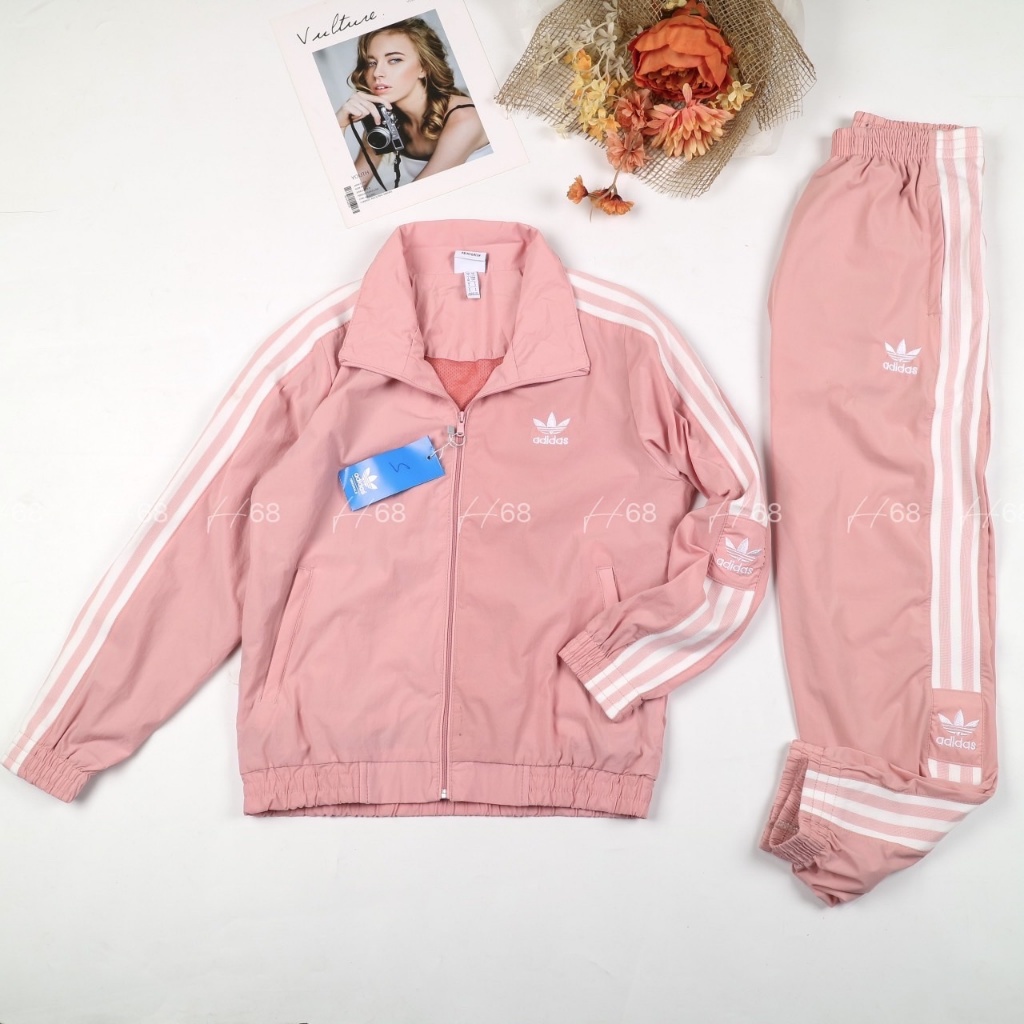 Set thể thao nữ Adidas chất gió co giãn, áo 2 lớp lót lưới, túi quần áo có khoá, set thu đông vnxk BGWM2