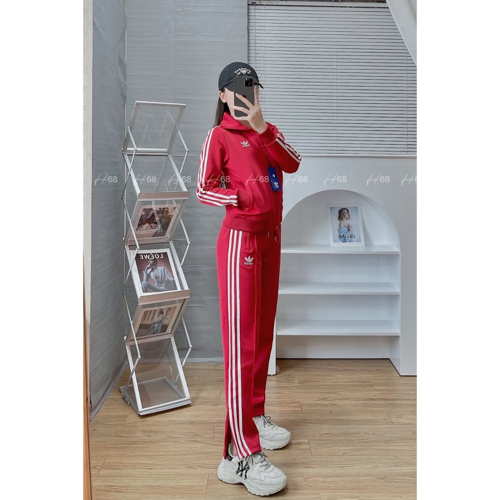 Đồ bộ Thể thao Nữ Adidas BTWM9  chất umi quần ống xuông, Cổ bẻ 3 sọc không xù chất thoải mái dễ chịu, set thu đông vnxk