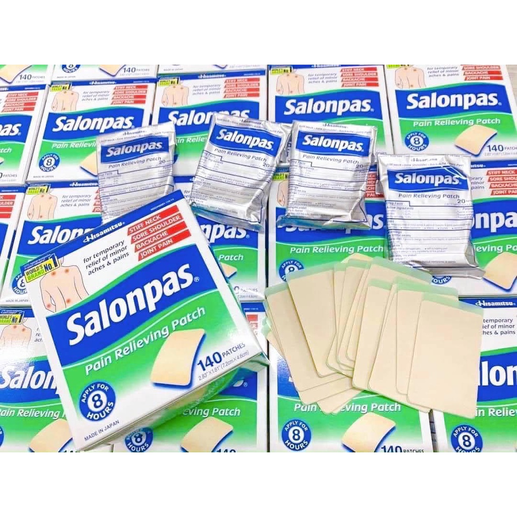 Có tách lẻ Miếng dán Salonpas của Mỹ. Hộp 140 miếng