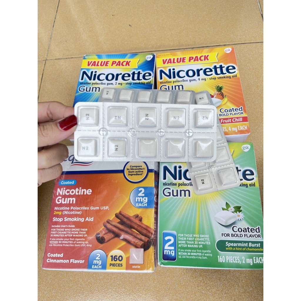 VIÊN NGẬM HỖ TRỢ CAI THUỐC LÁ NICORETTE NICOTINE POLACRILEX LOZENGE 2MG COATED ICE MINT VỈ 80 VIÊN CỦA MỸ