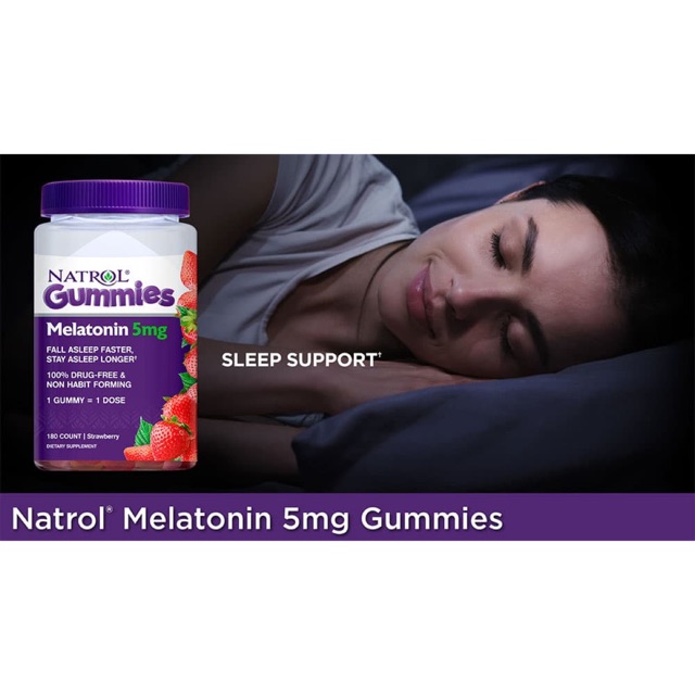 Kẹo Dẻo Hỗ Trợ Giấc Ngủ Natrol Melatonin 5mg – Hộp 180 Viên