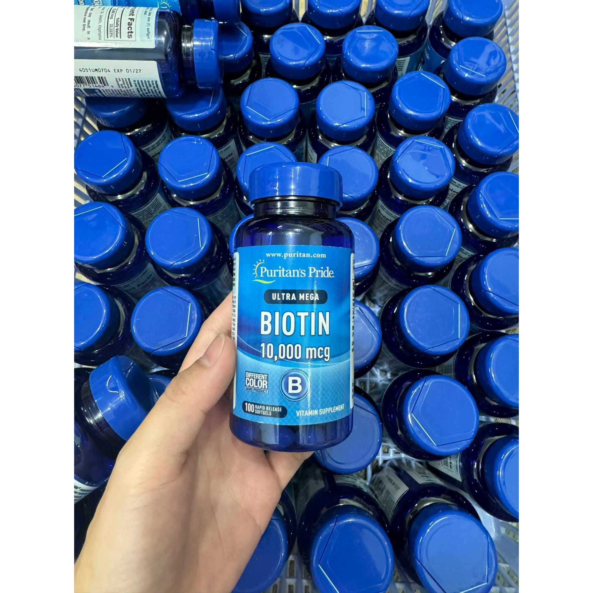 Viên Uống Mọc Tóc Puritan's Pride Biotin 10000 mcg - 100 viên