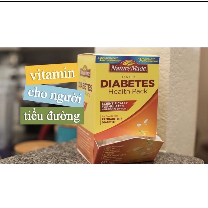 date 1/2025 Hộp đựng viên điều hòa Nature Made Diabetes 60 gói tiểu đường