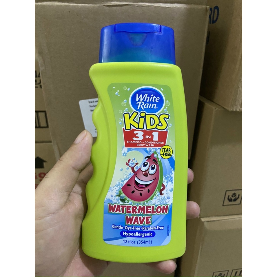 SỮA TẮM GỘI XẢ CHO BÉ WHITE RAIN KIDS 3 IN 1 CHAI 354ML CỦA MỸ (HƯƠNG DÂU & DƯA HẤU)